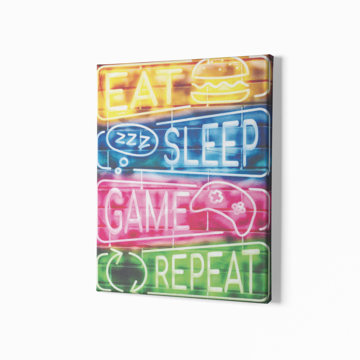 Eat Sleep Game Repeat Wrapped Canvas