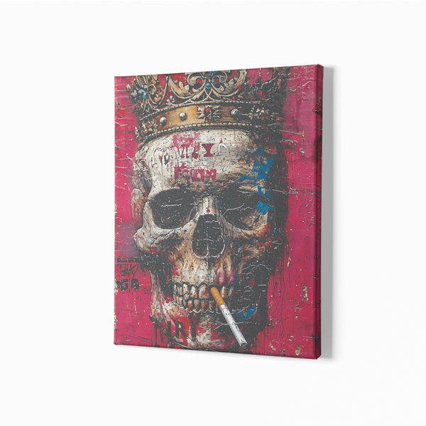 Smoking Skull Wall Decor Wall Art Gallery Wrapped Canvas, Wall Art Decor, Home Decor, Wall Decor, Room Decor, Home Decor Wall Art, Office Wall Art, Bedroom Wall Decor