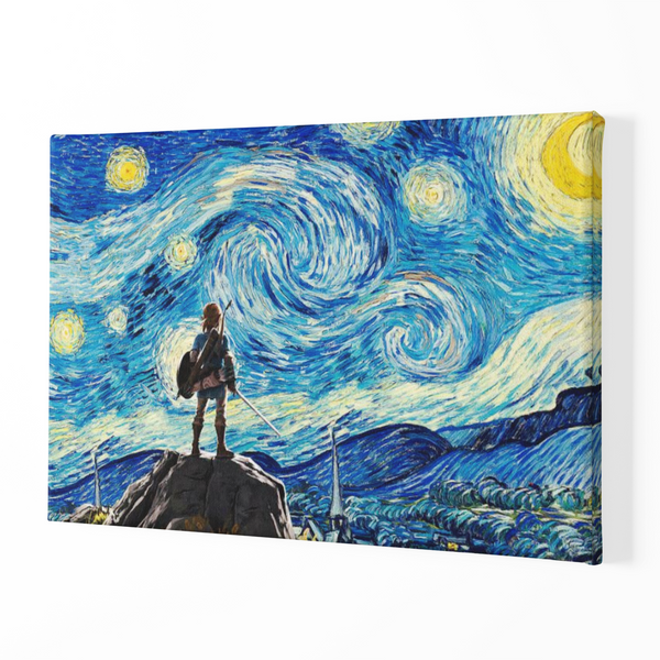 Starry Night Gamer Wall Decor Wall Art Gallery Wrapped Canvas, Wall Art Decor, Home Decor, Wall Decor, Room Decor, Home Decor Wall Art, Office Wall Art, Bedroom Wall Decor